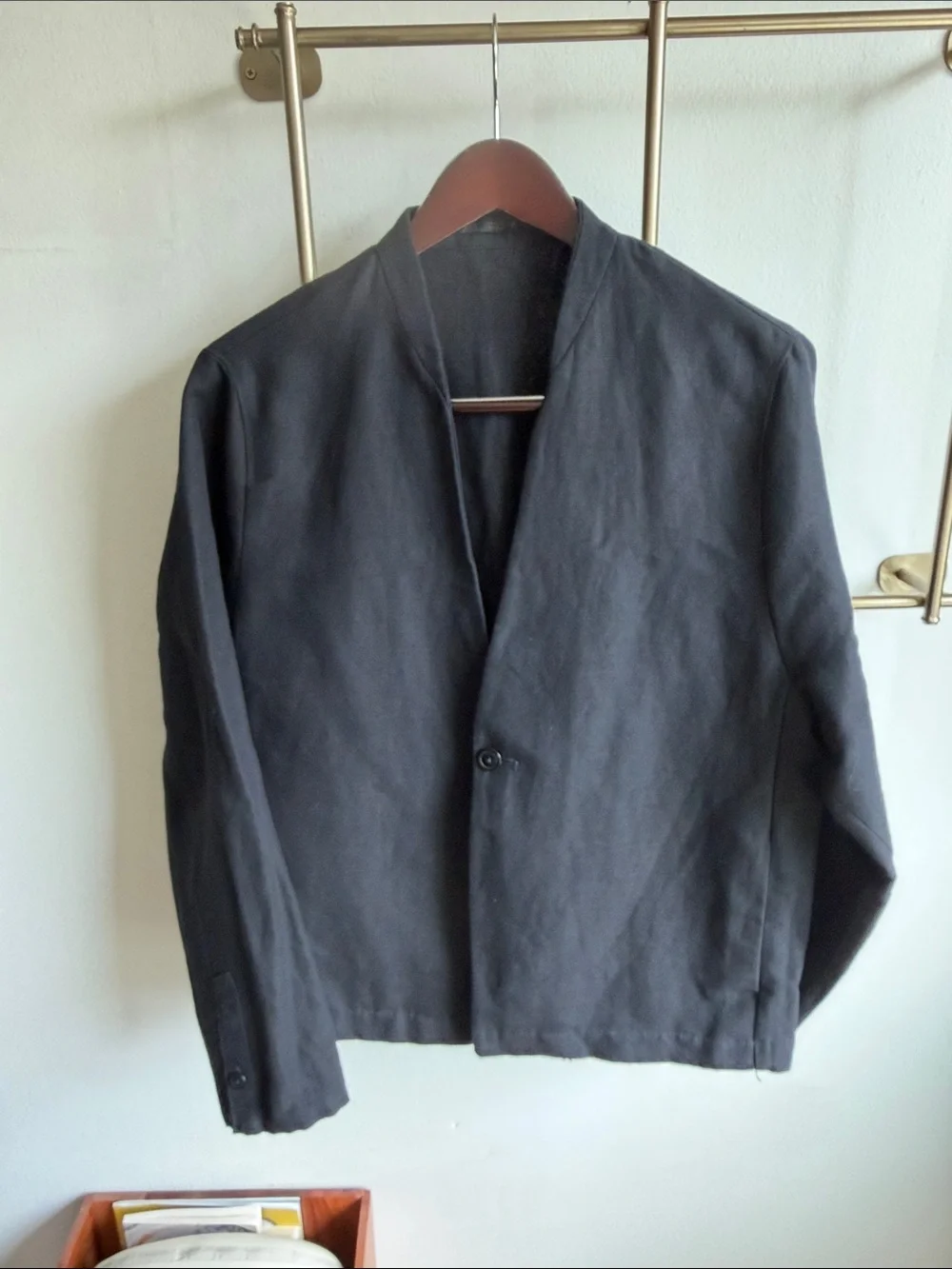 ๐SALE๐ ZARA ๐ SINGLE BUTTON LINEN BLAZER ๐ BLACK ๐ LRG / 42R - Picture 4 of 11